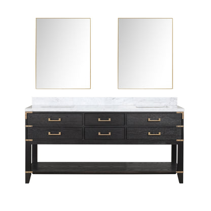 Lexora Norwalk 72 in. Black Oak Double Sink Bath Vanity