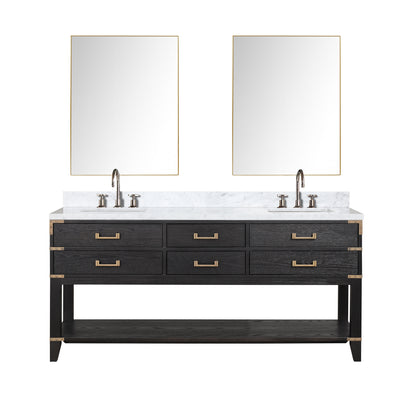 Lexora Norwalk 72 in. Black Oak Double Sink Bath Vanity