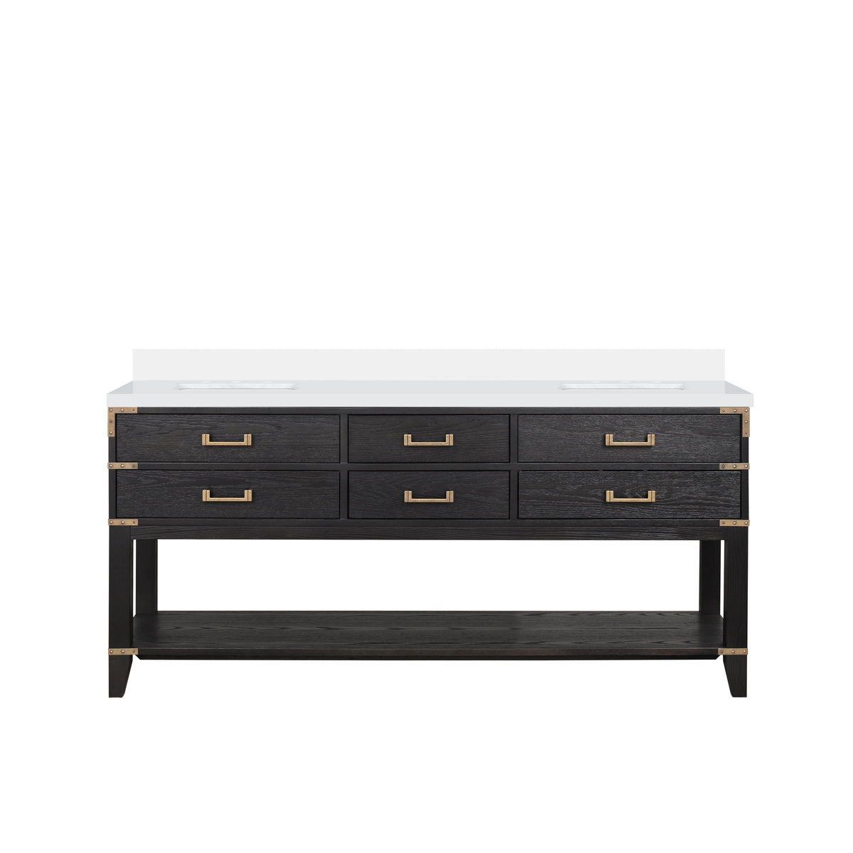 Lexora Norwalk 72 in. Black Oak Double Sink Bath Vanity