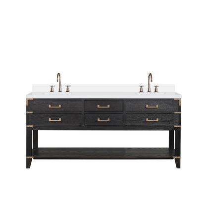 Lexora Norwalk 72 in. Black Oak Double Sink Bath Vanity