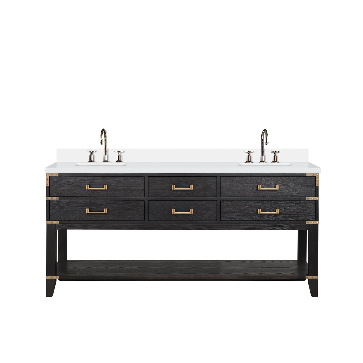 Lexora Norwalk 72 in. Black Oak Double Sink Bath Vanity