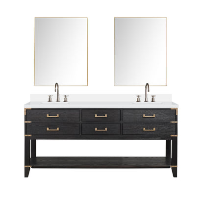Lexora Norwalk 72 in. Black Oak Double Sink Bath Vanity