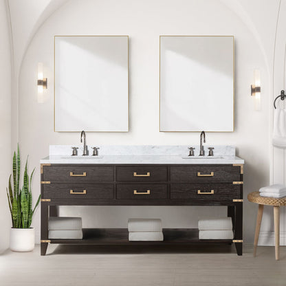 Lexora Norwalk 72 in. Brown Oak Double Sink Bath Vanity