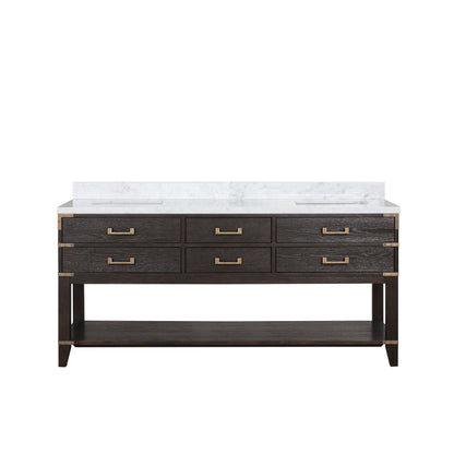 Lexora Norwalk 72 in. Brown Oak Double Sink Bath Vanity