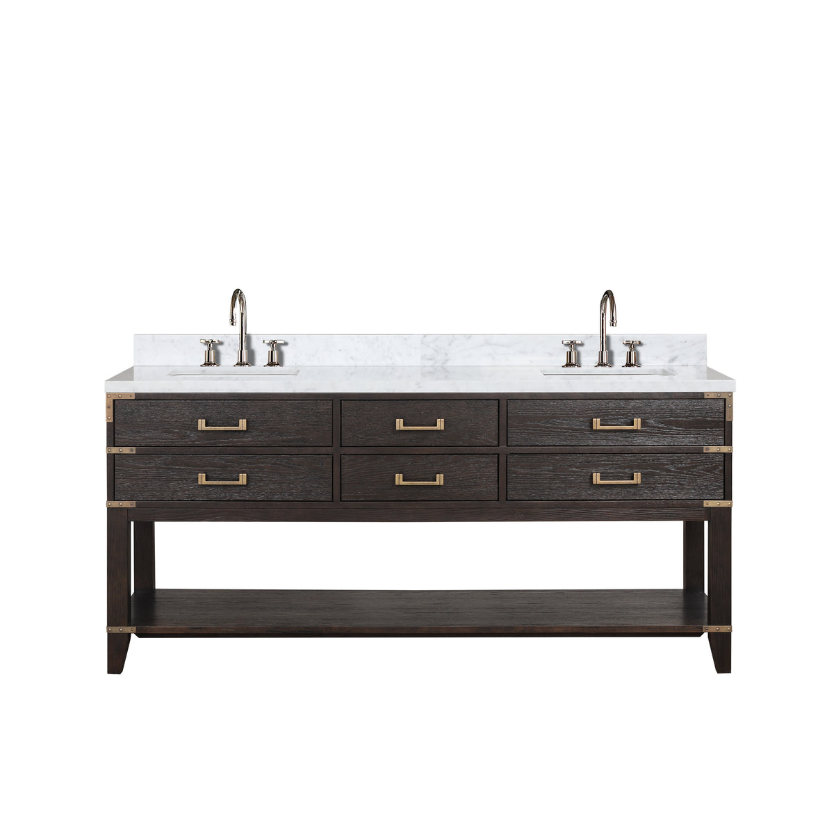 Lexora Norwalk 72 in. Brown Oak Double Sink Bath Vanity