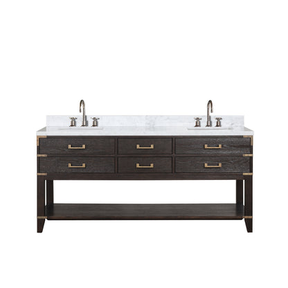 Lexora Norwalk 72 in. Brown Oak Double Sink Bath Vanity