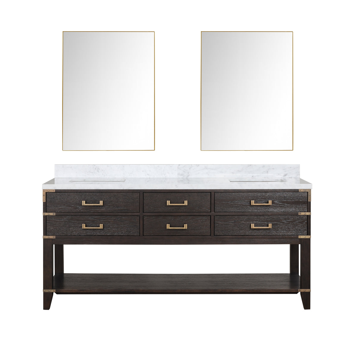 Lexora Norwalk 72 in. Brown Oak Double Sink Bath Vanity