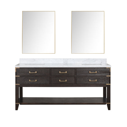 Lexora Norwalk 72 in. Brown Oak Double Sink Bath Vanity