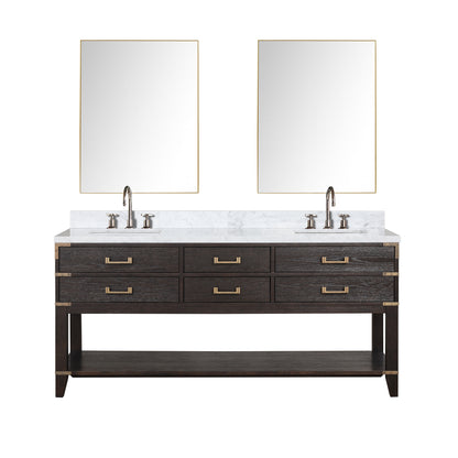 Lexora Norwalk 72 in. Brown Oak Double Sink Bath Vanity
