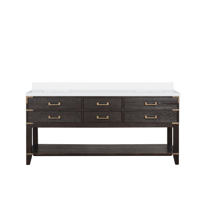 Lexora Norwalk 72 in. Brown Oak Double Sink Bath Vanity