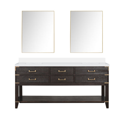 Lexora Norwalk 72 in. Brown Oak Double Sink Bath Vanity