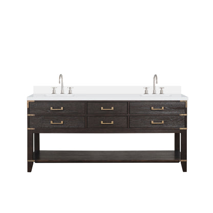 Lexora Norwalk 72 in. Brown Oak Double Sink Bath Vanity