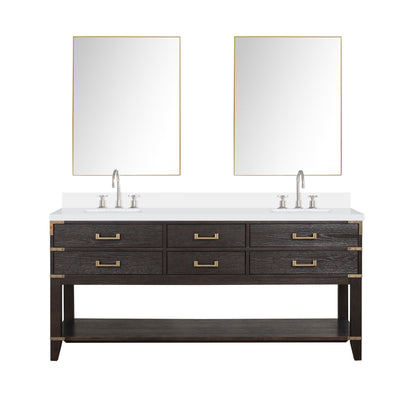 Lexora Norwalk 72 in. Brown Oak Double Sink Bath Vanity