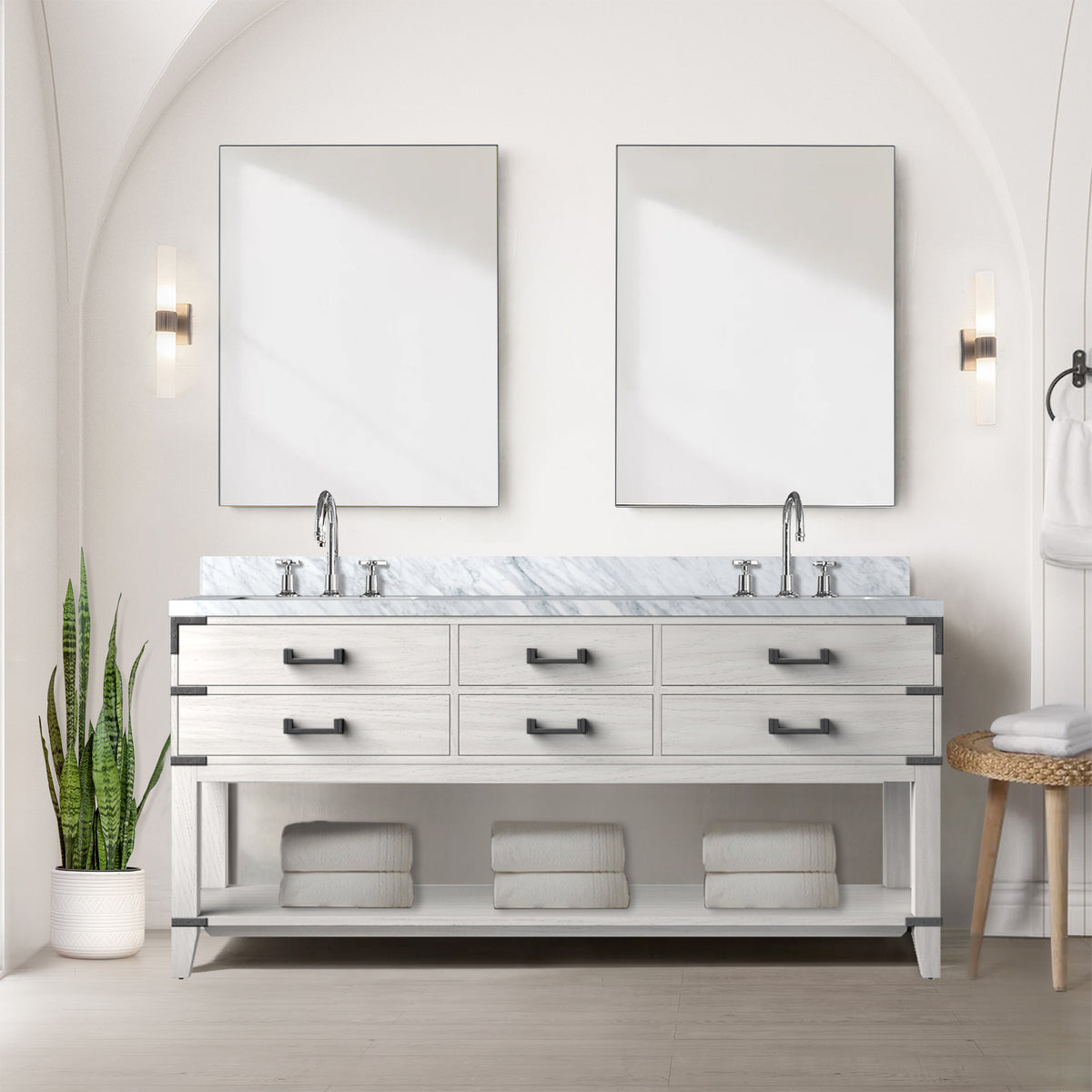 Lexora Norwalk 72 in. White Oak Double Sink Bath Vanity