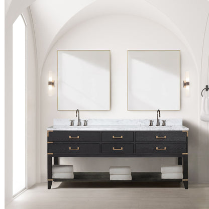 Lexora Norwalk 80 in. Black Oak Double Sink Bath Vanity