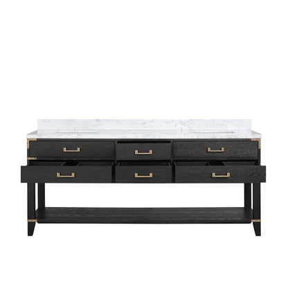 Lexora Norwalk 80 in. Black Oak Double Sink Bath Vanity
