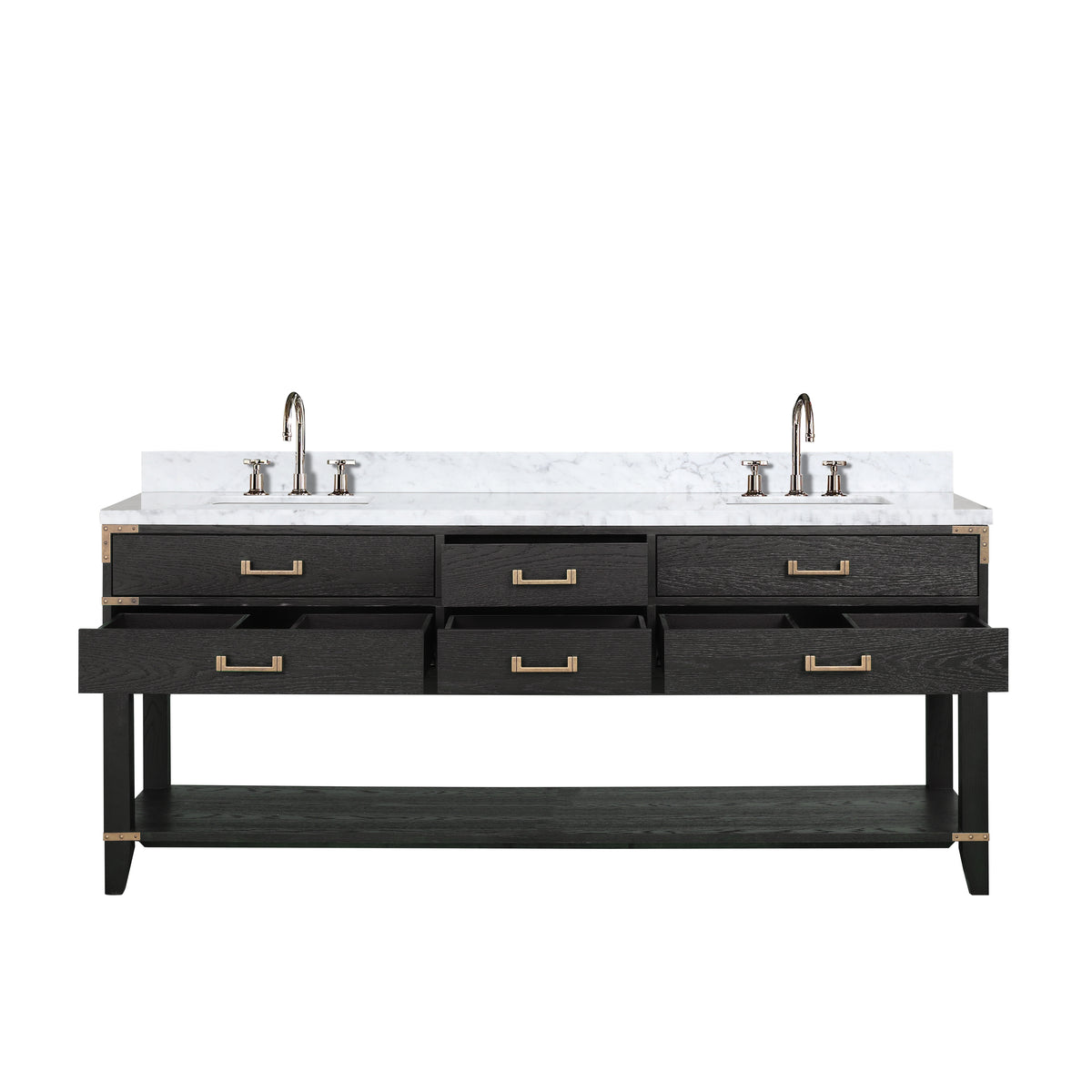 Lexora Norwalk 80 in. Black Oak Double Sink Bath Vanity