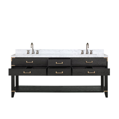 Lexora Norwalk 80 in. Black Oak Double Sink Bath Vanity