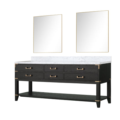 Lexora Norwalk 80 in. Black Oak Double Sink Bath Vanity