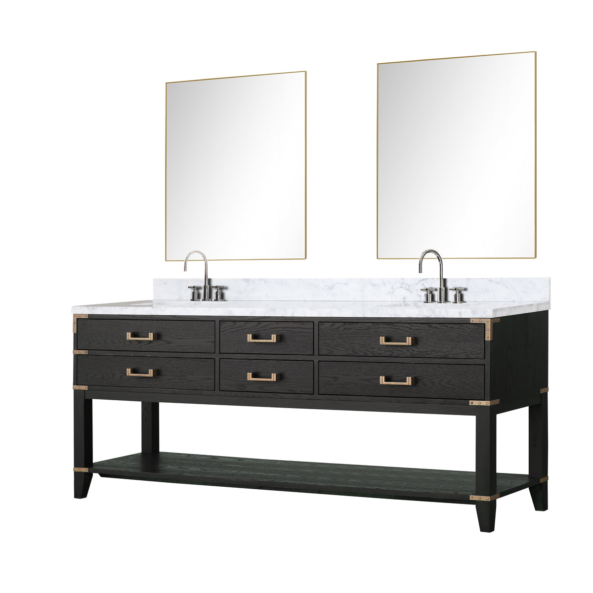 Lexora Norwalk 80 in. Black Oak Double Sink Bath Vanity