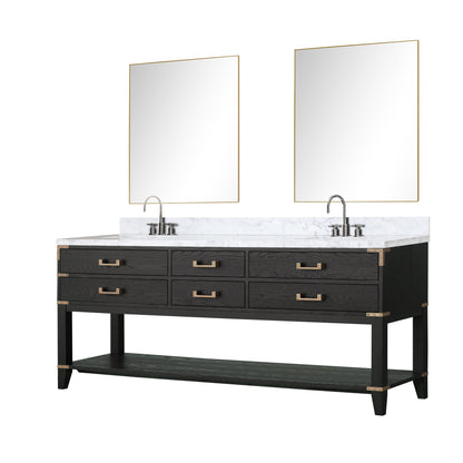 Lexora Norwalk 80 in. Black Oak Double Sink Bath Vanity