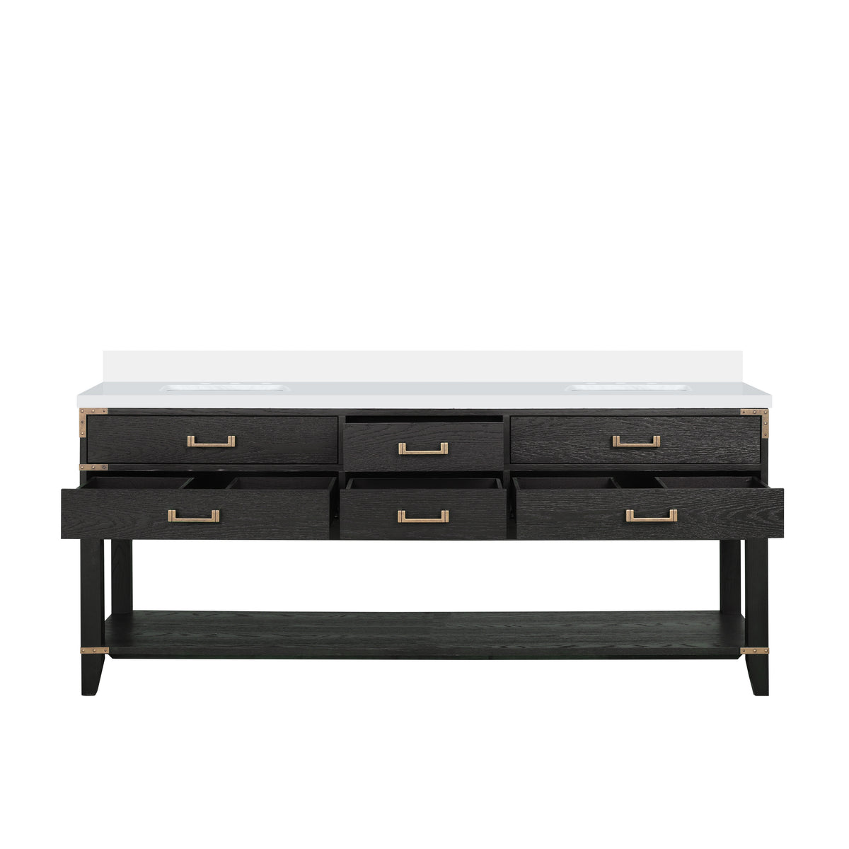 Lexora Norwalk 80 in. Black Oak Double Sink Bath Vanity