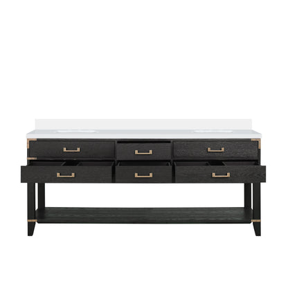 Lexora Norwalk 80 in. Black Oak Double Sink Bath Vanity