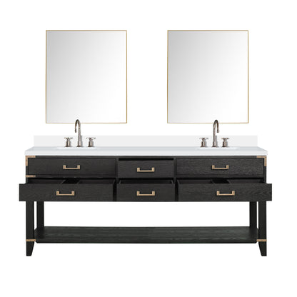 Lexora Norwalk 80 in. Black Oak Double Sink Bath Vanity