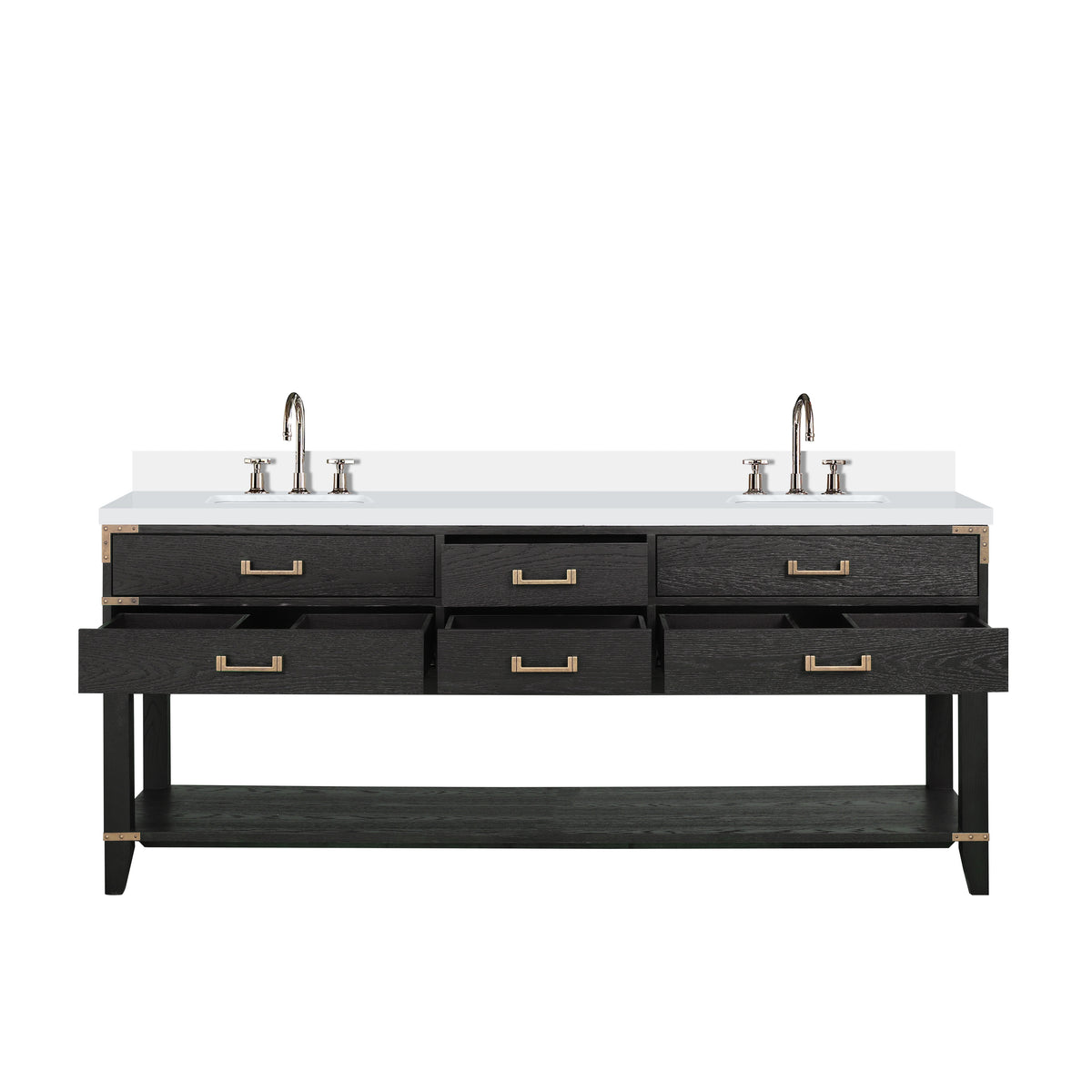 Lexora Norwalk 80 in. Black Oak Double Sink Bath Vanity