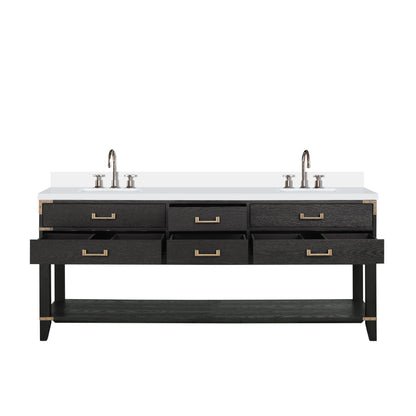 Lexora Norwalk 80 in. Black Oak Double Sink Bath Vanity