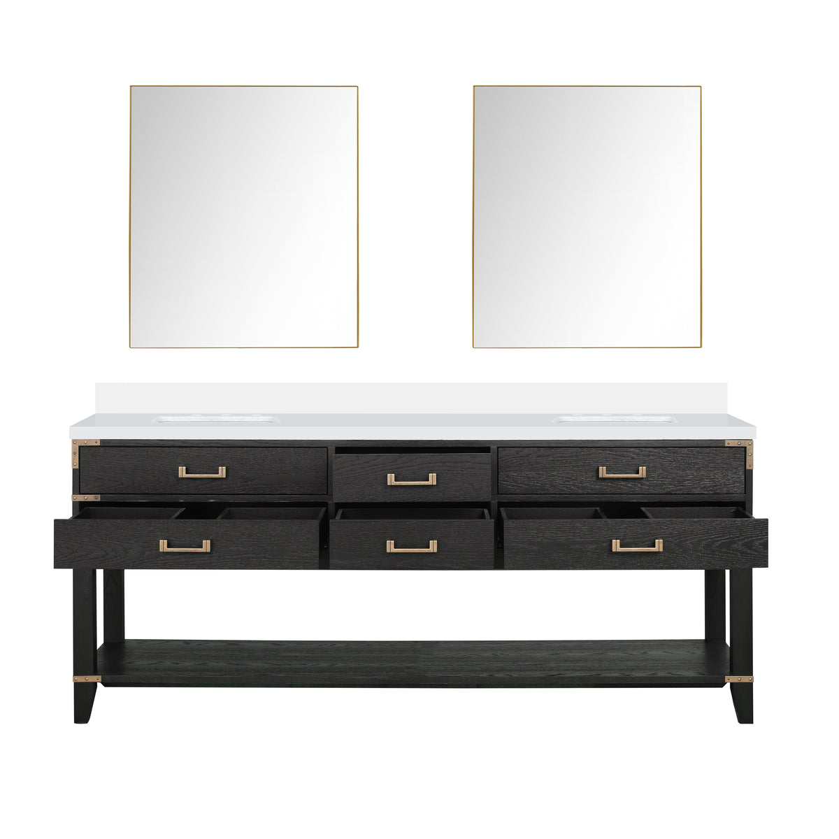 Lexora Norwalk 80 in. Black Oak Double Sink Bath Vanity