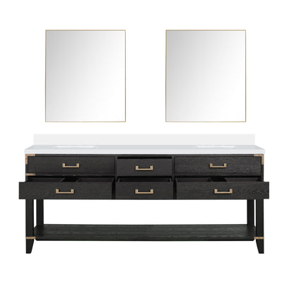 Lexora Norwalk 80 in. Black Oak Double Sink Bath Vanity