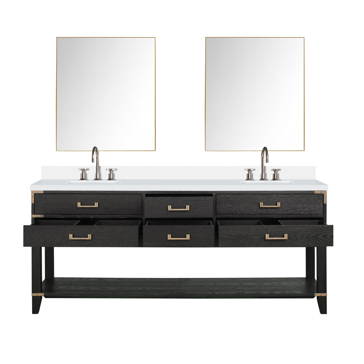Lexora Norwalk 80 in. Black Oak Double Sink Bath Vanity