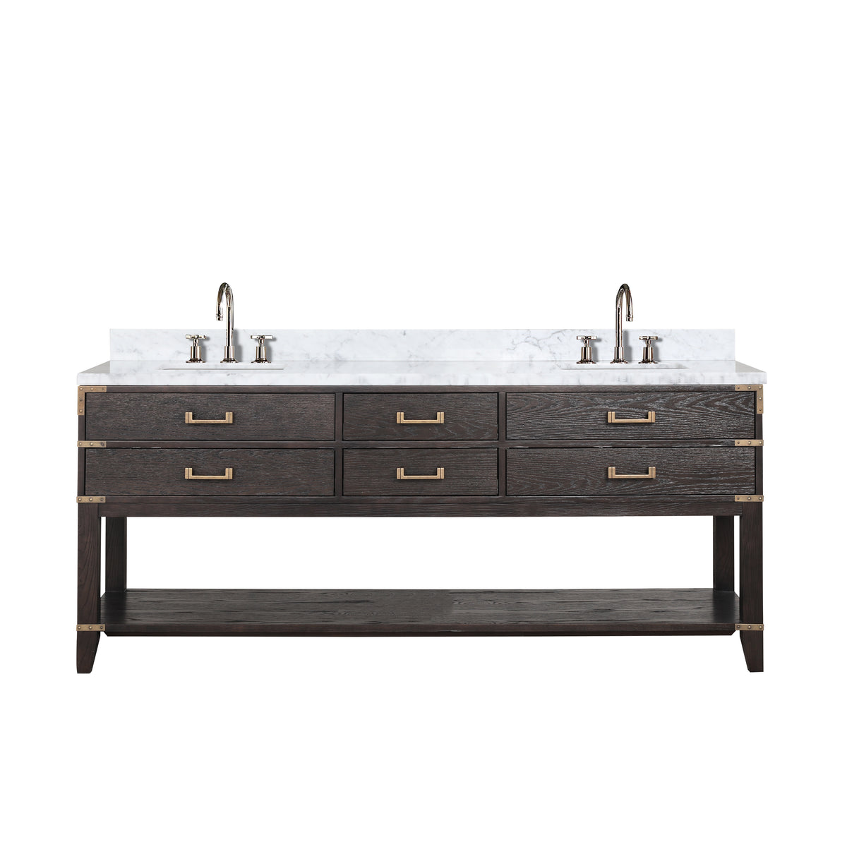 Lexora Norwalk 80 in. Brown Oak Double Sink Bath Vanity