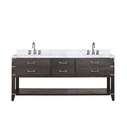 Lexora Norwalk 80 in. Brown Oak Double Sink Bath Vanity