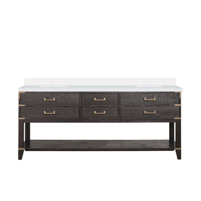 Lexora Norwalk 80 in. Brown Oak Double Sink Bath Vanity