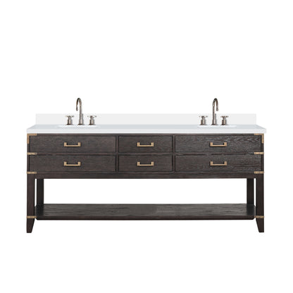 Lexora Norwalk 80 in. Brown Oak Double Sink Bath Vanity