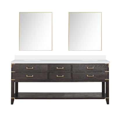 Lexora Norwalk 80 in. Brown Oak Double Sink Bath Vanity