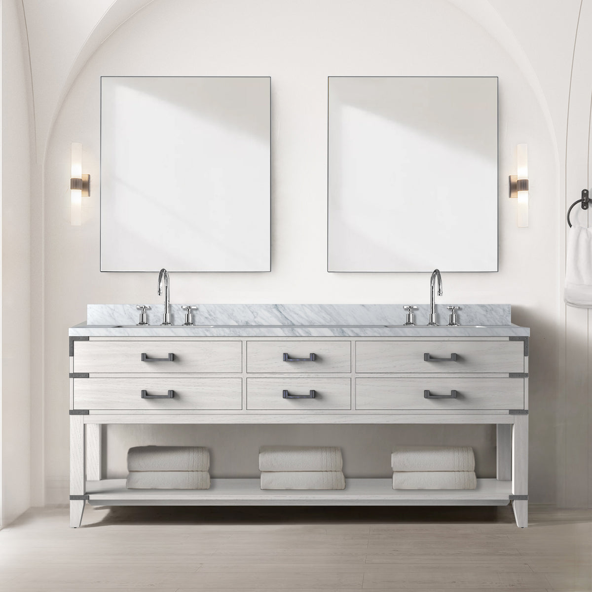 Lexora Norwalk 80 in. White Oak Double Sink Bath Vanity
