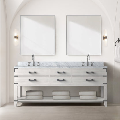 Lexora Norwalk 80 in. White Oak Double Sink Bath Vanity