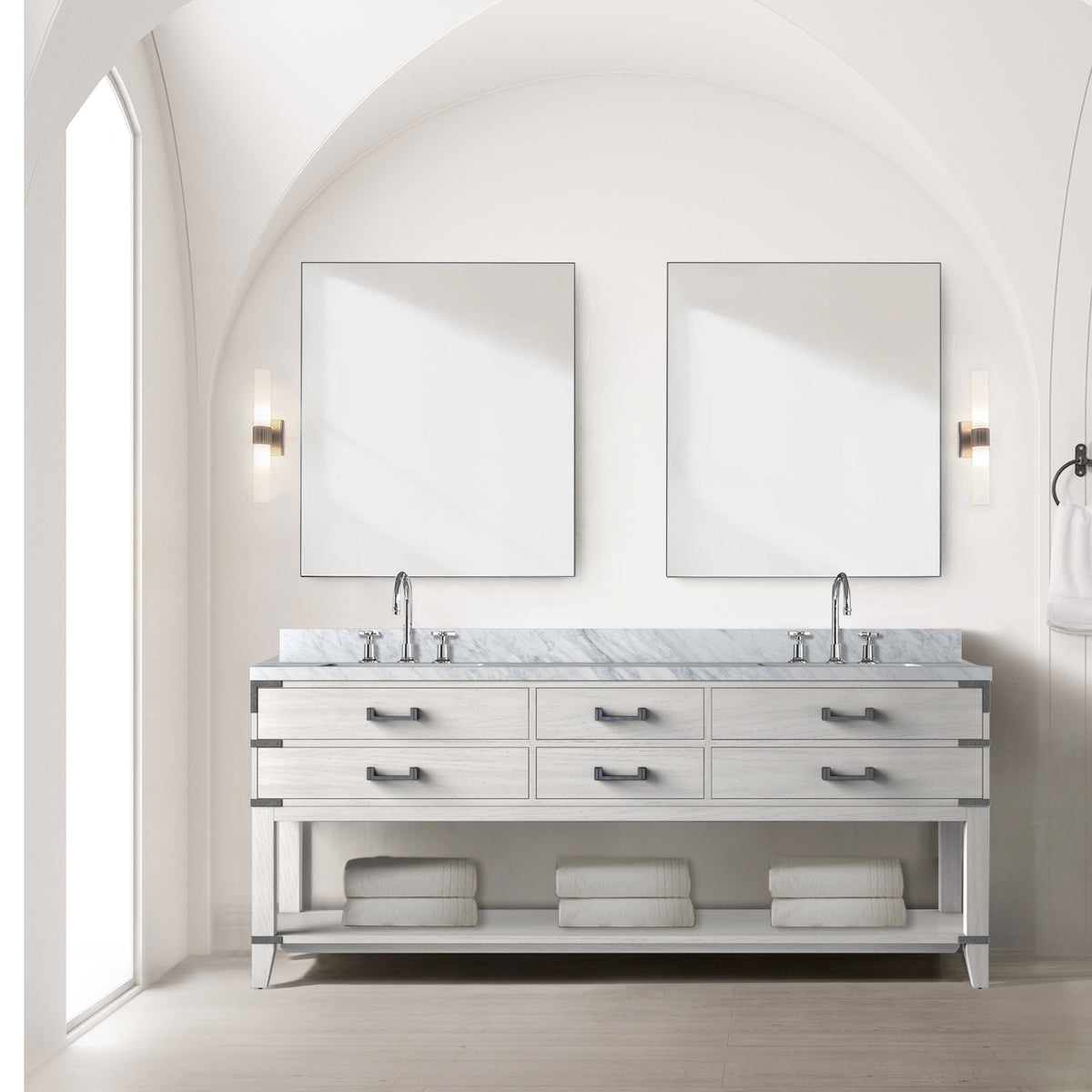 Lexora Norwalk 80 in. White Oak Double Sink Bath Vanity