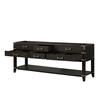 Lexora Norwalk 84 in. Black Oak Double Sink Bath Vanity