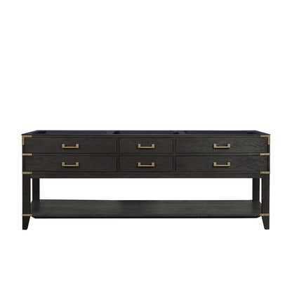 Lexora Norwalk 84 in. Black Oak Double Sink Bath Vanity
