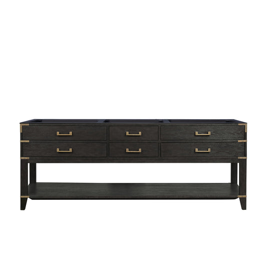 Lexora Norwalk 84 in. Black Oak Double Sink Bath Vanity
