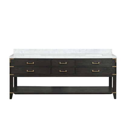 Lexora Norwalk 84 in. Black Oak Double Sink Bath Vanity