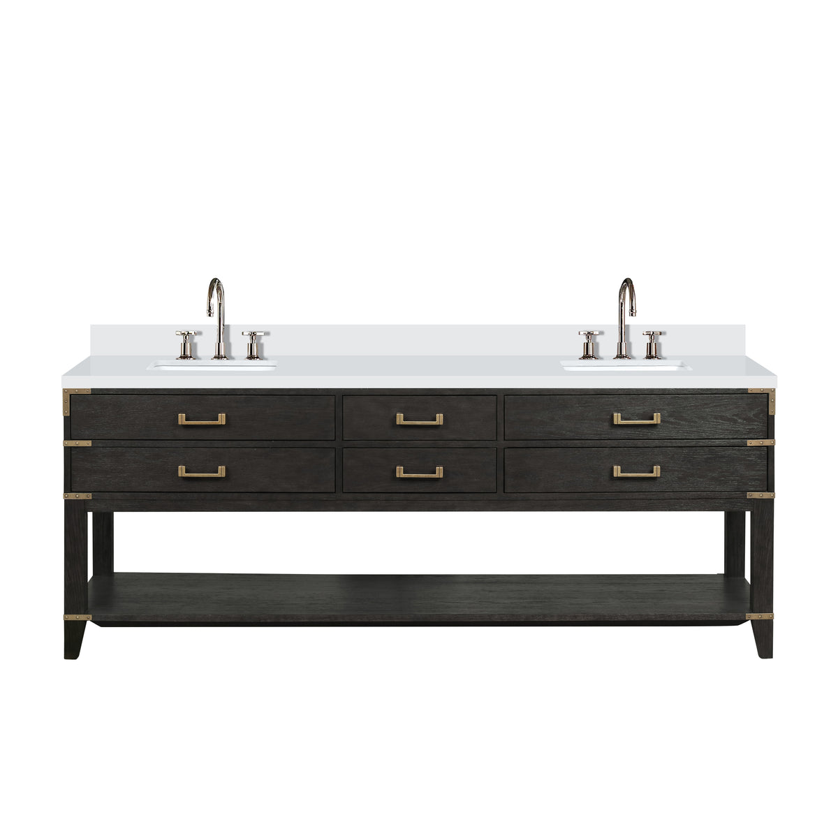 Lexora Norwalk 84 in. Black Oak Double Sink Bath Vanity