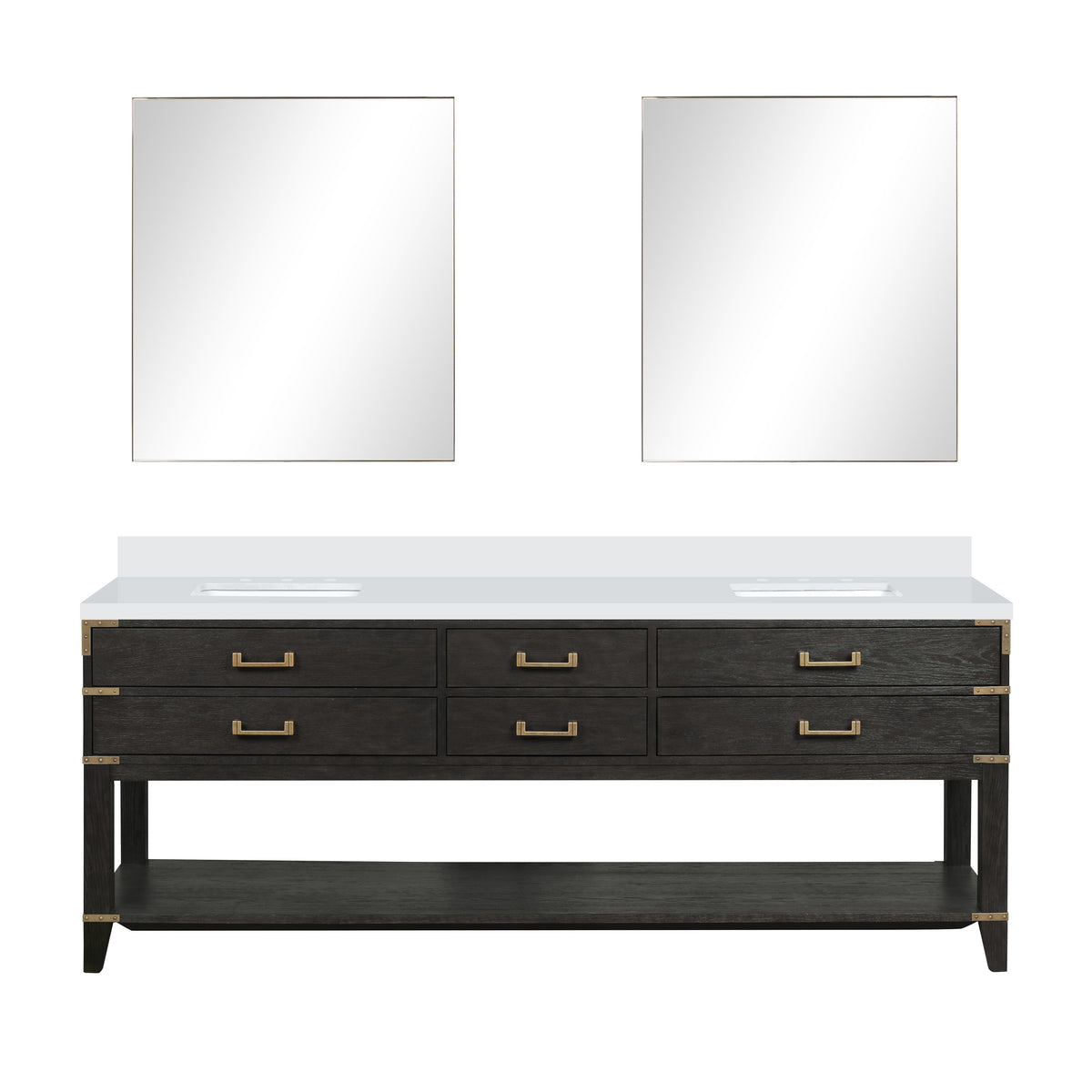Lexora Norwalk 84 in. Black Oak Double Sink Bath Vanity