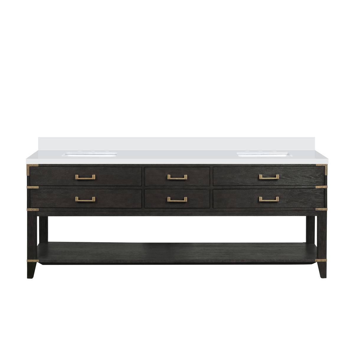 Lexora Norwalk 84 in. Black Oak Double Sink Bath Vanity