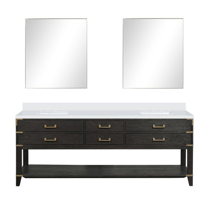 Lexora Norwalk 84 in. Black Oak Double Sink Bath Vanity