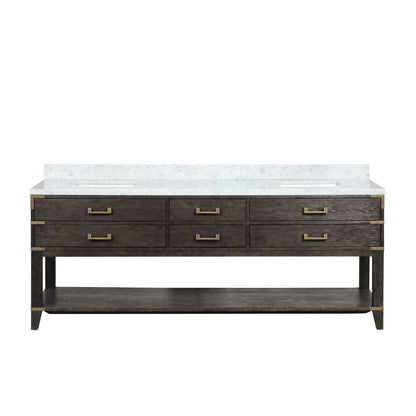 Lexora Norwalk 84 in. Brown Oak Double Sink Bath Vanity